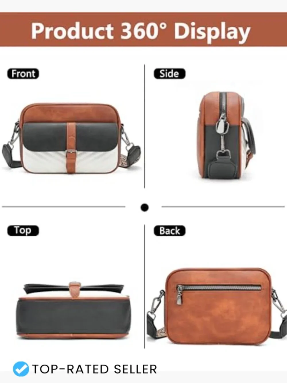 Quilted Vegan Leather Crossbody Purse with RFID Card Slots Adjustable Wide Strap